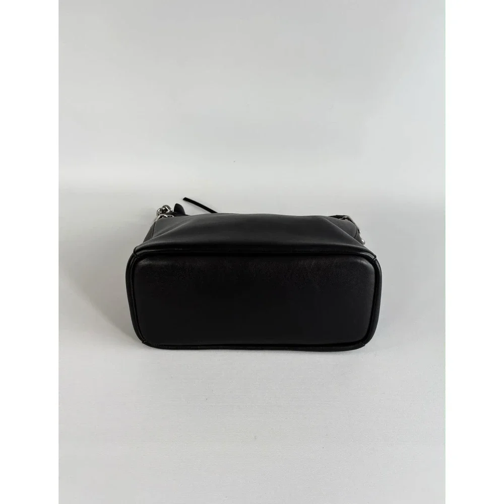 Jimmy Choo raven Hobbo Bag Black Leather With Silver Chain Accents